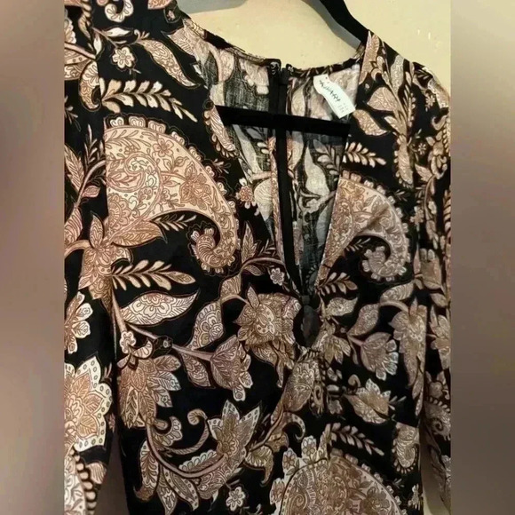 ANTHROPOLOGIE KIVARI V-Neck Puff-Sleeve Linen Dress - Picture 15 of 16